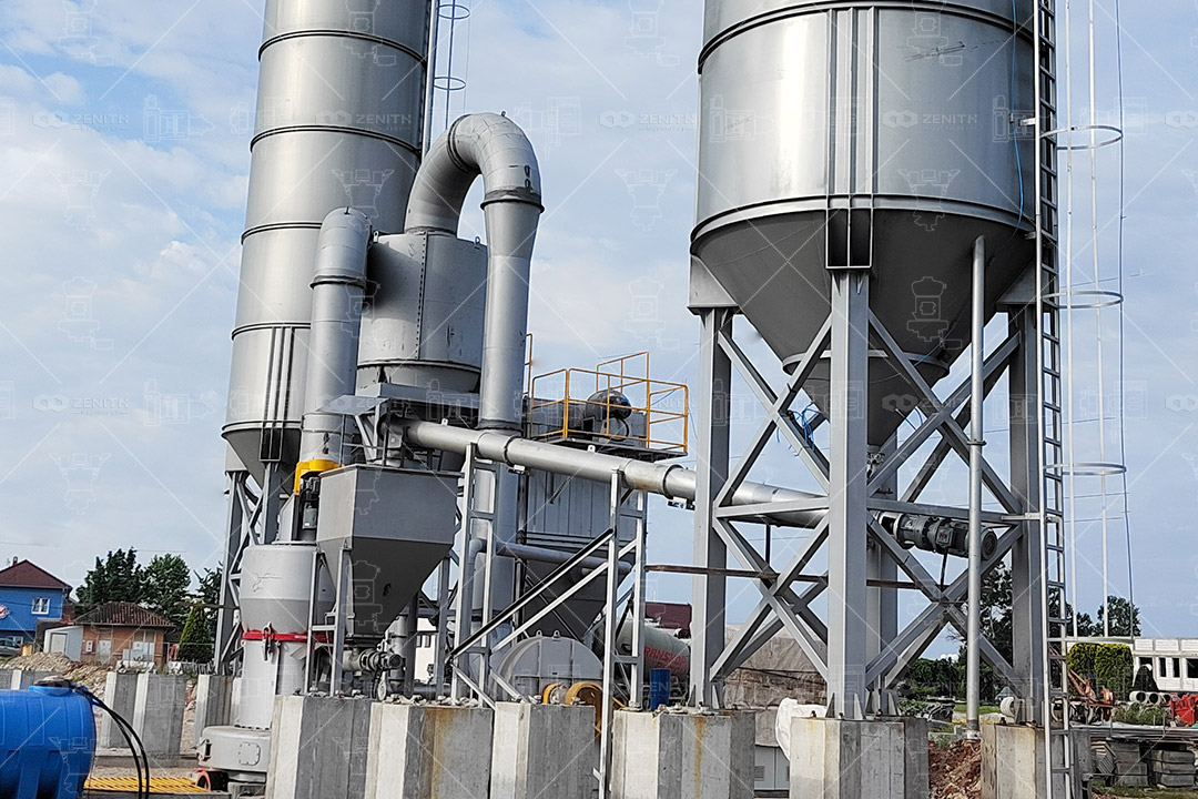 Zenith grinding mill system layout for cement plant with 100 tons daily capacity